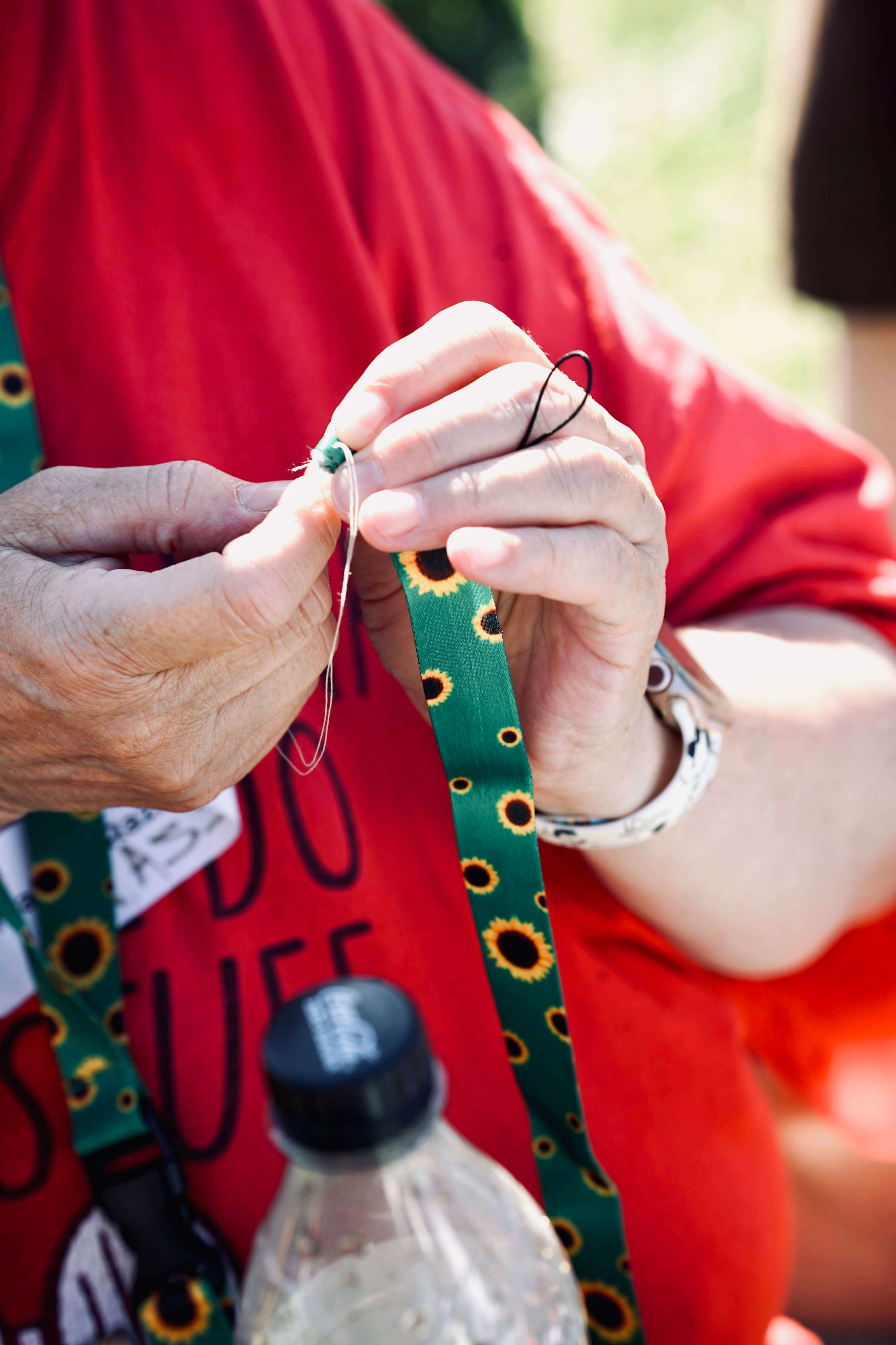 Detail photo of a personalised lanyard